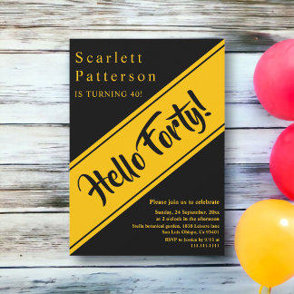 Eleganter Luxus Black and Gold Chic 40. Geburtstag Einladung
