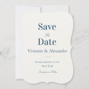 Eleganter Luxus Blaue Minimalistische Zeitlose Mod Save The Date