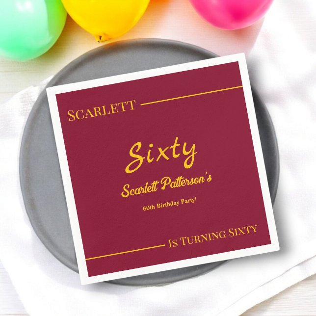 Eleganter Luxus Burgund und Gold Moderne Geburtsta Serviette (Von Creator hochgeladen)