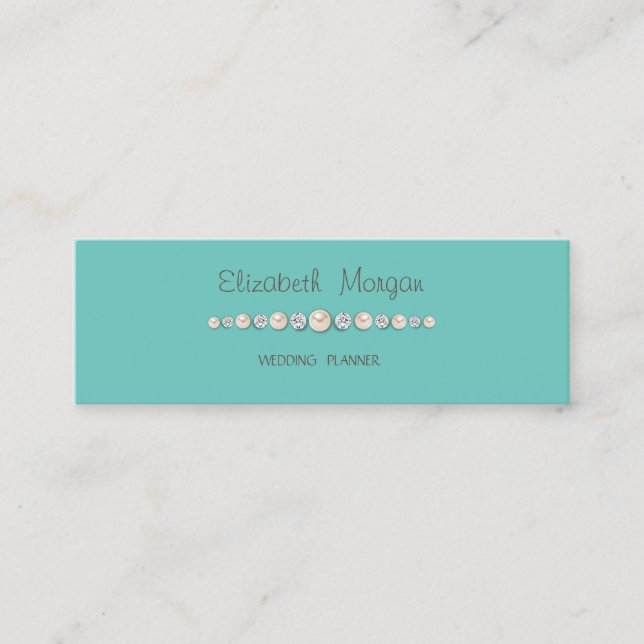 Eleganter Luxus, Diamanten, Pearls Mint Green Mini Visitenkarte (Vorderseite)