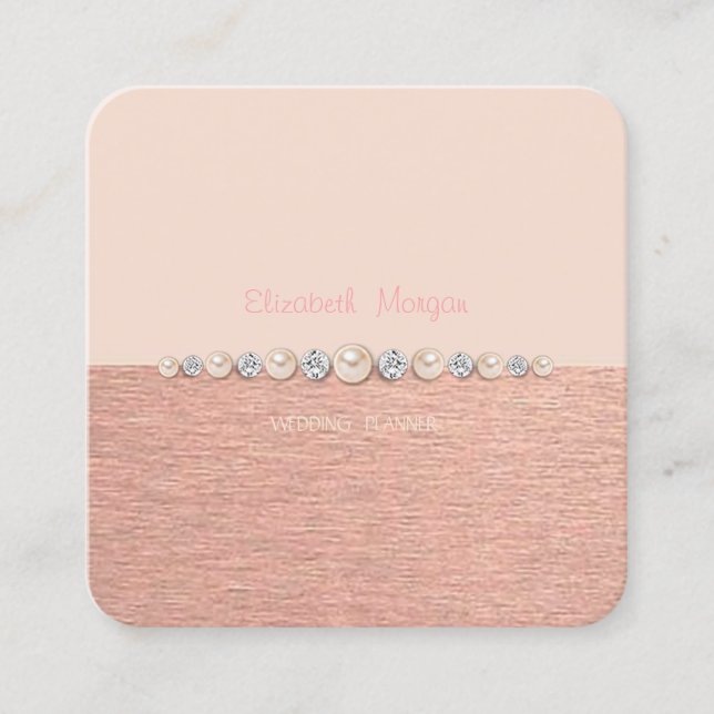 Eleganter Luxus einfach, Diamanten, Perlen Quadratische Visitenkarte (Vorderseite)