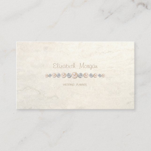 Eleganter Luxus einfach, Diamanten, Perlen Visitenkarte (Vorderseite)