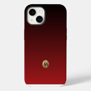 Eleganter Luxus Gold geprägtes Monogramm Rot iPhone 14 Hülle