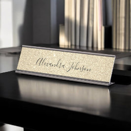 Eleganter Luxus Gold Glitzer Sparkle Modernste Tec Schreibtischnamensplakette