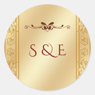Eleganter Luxus Gold Metall Hochzeit Aufkleber