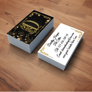 Eleganter Luxus Gold Schwarz Monogramm Visitenkarte