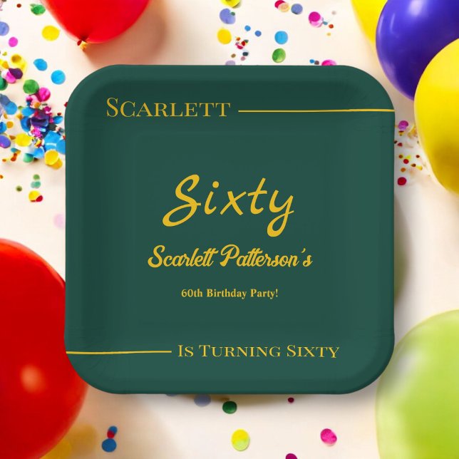 Eleganter Luxus Grün und Gold Moderne Geburtstag Pappteller (Von Creator hochgeladen)