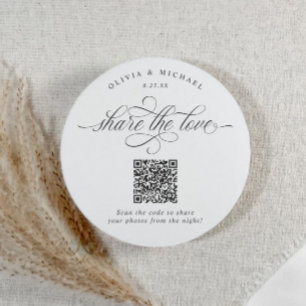 Eleganter Luxus-Hochzeitsfoto-Sharing-QR-Code Runder Pappuntersetzer