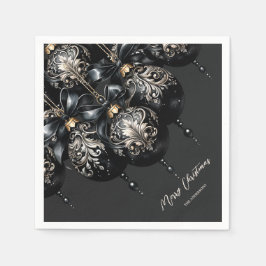 Eleganter Luxus in schwarz und gold baubles Weihna Serviette