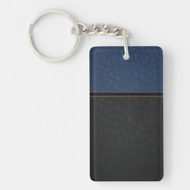 Eleganter Luxus Leather Look Blue Black Schlüsselanhänger (Vorderseite)