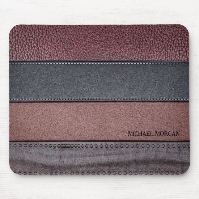 Eleganter Luxus Leather Look Brown Black Mousepad (Vorne)