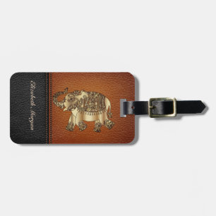 Eleganter Luxus, Leder-Look, Elefant, Paisley Gepäckanhänger