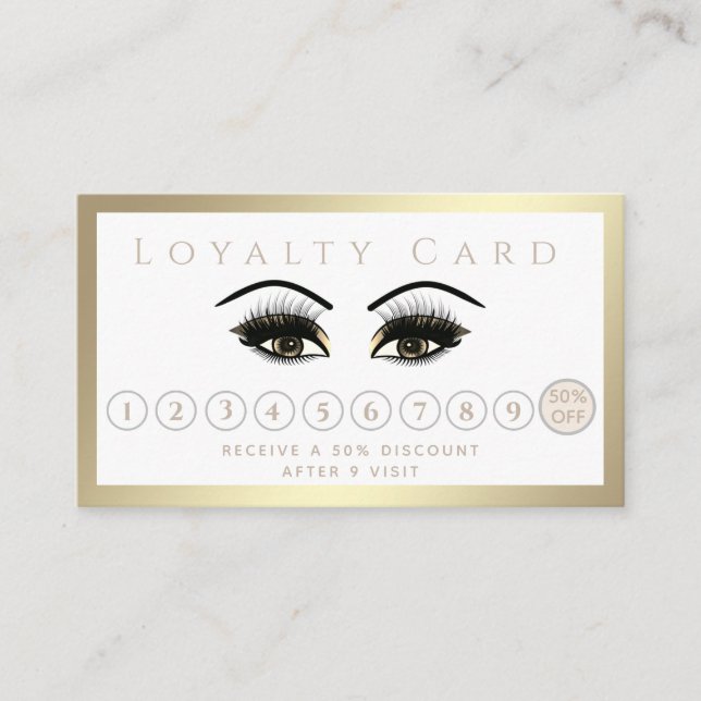 Eleganter Luxus leuchtende goldene Wimpern machen  Treuekarte (Vorderseite)