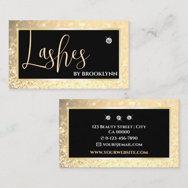 Eleganter Luxus Light Gold Ombre Sparkling Diamond Visitenkarte (Vorne/Hinten)