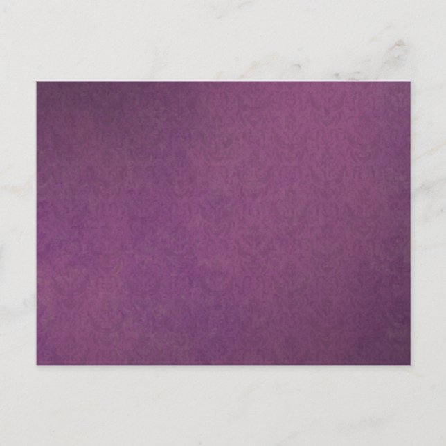 Eleganter Luxus Lila Vintager Grunge Damask Postkarte (Vorderseite)