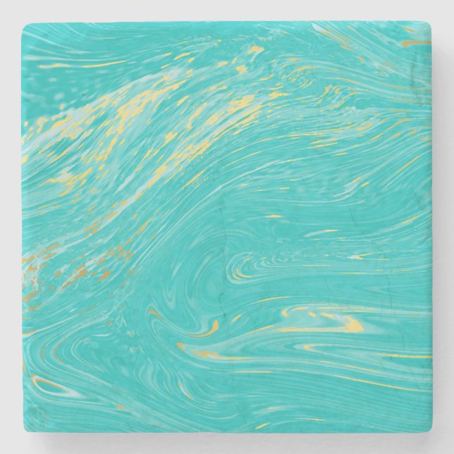 Eleganter Luxus Marble Gold Blue Royal Design Steinuntersetzer (Vorderseite)