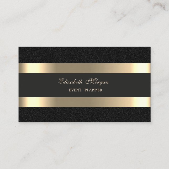 Eleganter Luxus modern,Gold gestreift,schwarz Visitenkarte (Vorderseite)