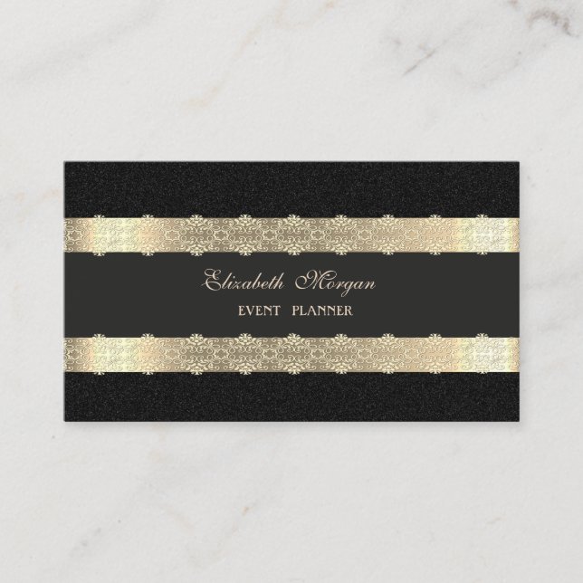 Eleganter Luxus modern,Gold gestreift,Spitze,Schwa Visitenkarte (Vorderseite)