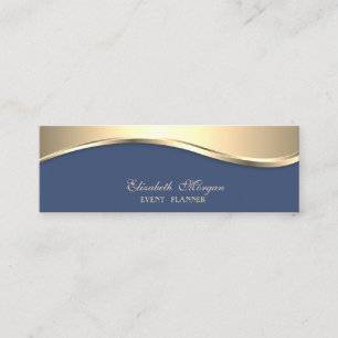 Eleganter Luxus Modern, Gold, Navyblau Mini Visitenkarte