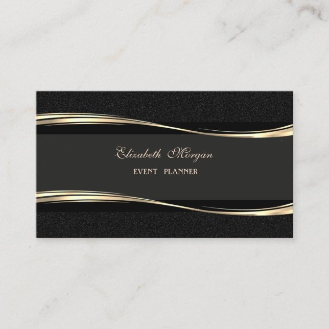 Eleganter Luxus modern, Gold, schwarz Visitenkarte (Vorderseite)