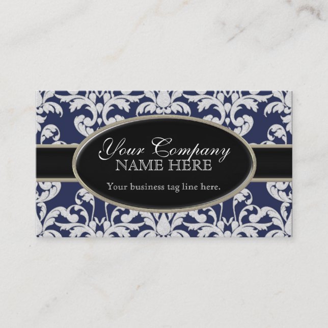 Eleganter Luxus-Moderne Damask Blumenstil Visitenkarte (Vorderseite)