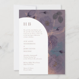Eleganter Luxus Monogram Light Boho Floral Arch Einladung