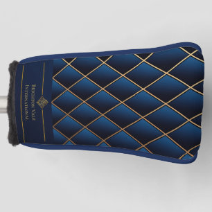 Eleganter Luxus Navy & Gold Geometrischer Putter Golf Headcover