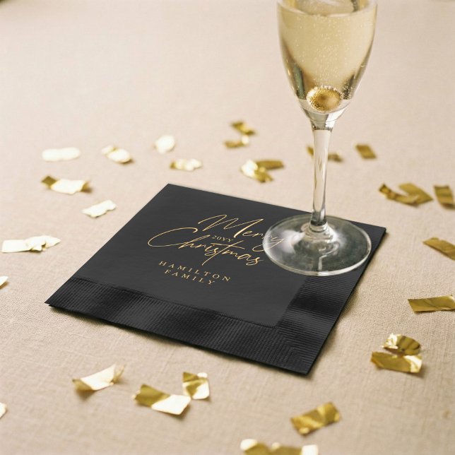 Eleganter Luxus Persönliche Frohe Weihnachten Schr Servietten Mit Folie (Elegant Luxury Personalized Merry Christmas Script Foil Napkins)
