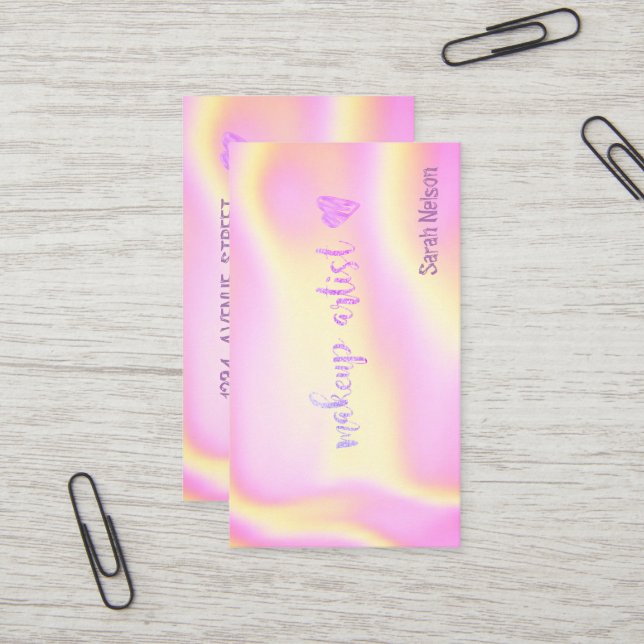 Eleganter Luxus Pink Sweet Holographi Business Car Visitenkarte (Vorderseite/Rückseite Beispiel)