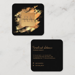 Eleganter Luxus-Pinselstrich-Glamour-Faux-Gold-Mon Quadratische Visitenkarte