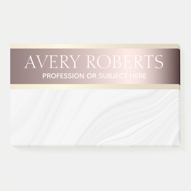 Eleganter Luxus Rose mit floraler Gold Post-it Klebezettel (Vorderseite)