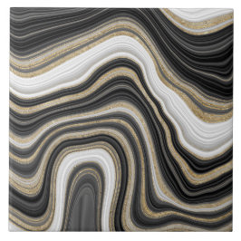 Eleganter Luxus Schwarz-weiß und Goldmarmor-Trend Fliese