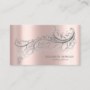 Eleganter Luxus Silberfüder Rose Gold Visitenkarte
