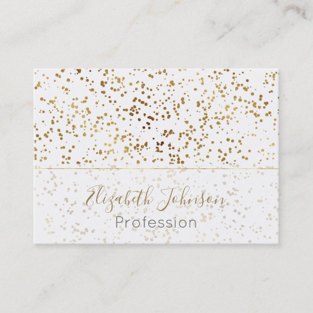 Eleganter Luxus Sparkling Gold Confetti Dots Image Visitenkarte (Vorderseite)