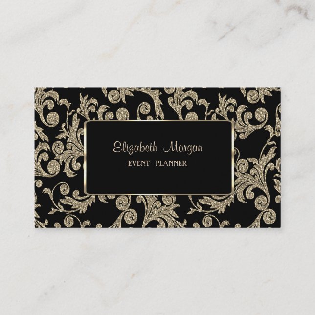 Eleganter Luxus Stilvoll, Gold Glitzer Wirbel, Rah Visitenkarte (Vorderseite)