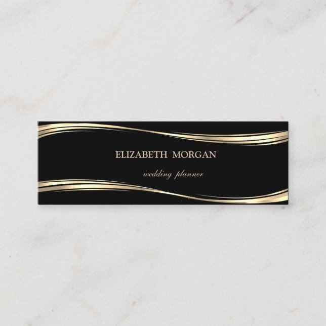 Eleganter Luxus Stilvoll, Gold, Schwarz Mini Visitenkarte (Vorderseite)