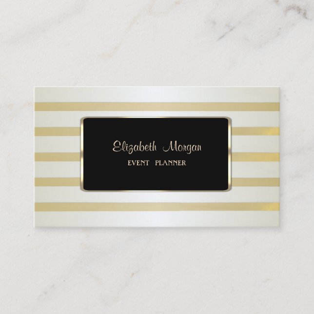 Eleganter Luxus Stilvoll, Gold Streifen Visitenkarte (Vorderseite)