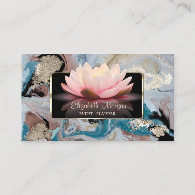 Eleganter Luxus Stilvoll,modern,Lotus Marmor Visitenkarte (Vorderseite)