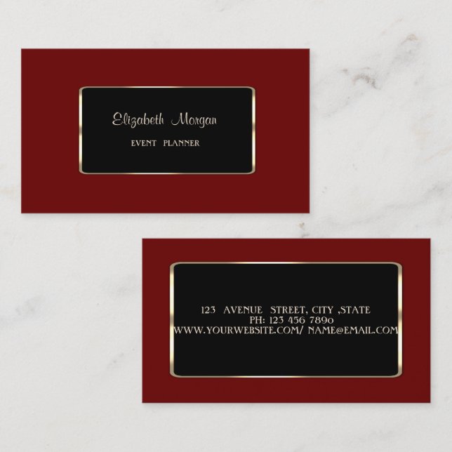 Eleganter Luxus Stilvoll, Rot, Rahmen Visitenkarte (Vorne/Hinten)