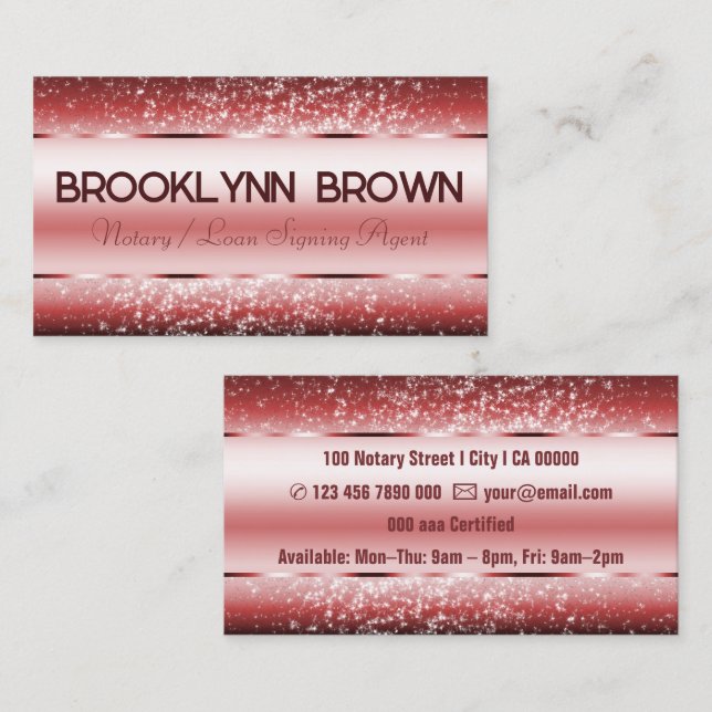 Eleganter Luxus Wine Red Luxe Border Glitzer Stars Visitenkarte (Vorne/Hinten)