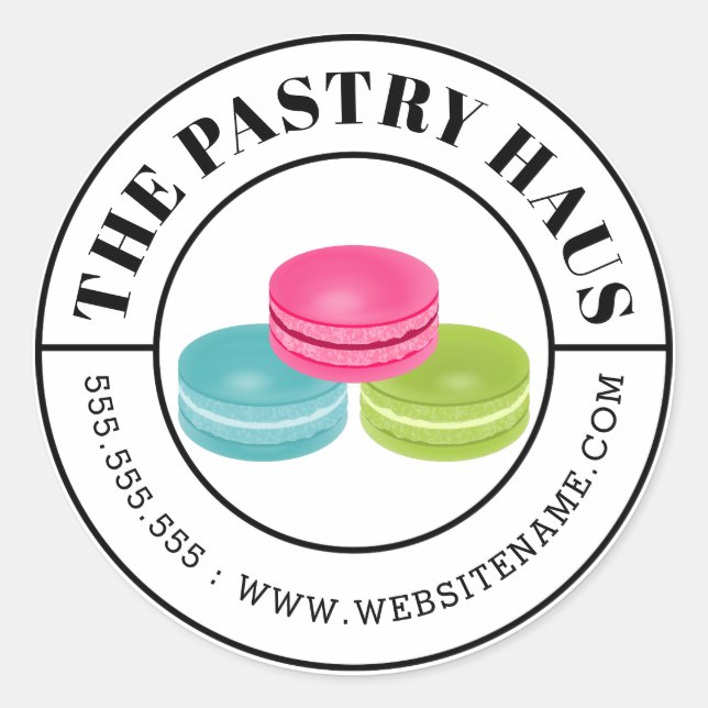 Eleganter Macaron und gekurbelter Text Runder Aufkleber (Vorderseite)