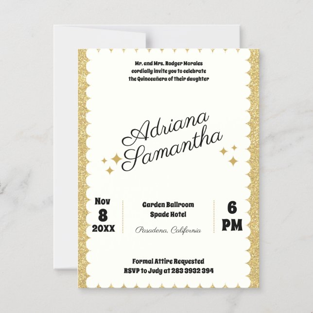 Eleganter, mädchenhafter Geburtstag Magneteinladung (Vorderseite)