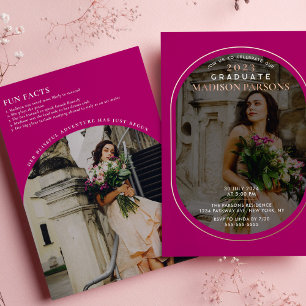 Eleganter Magenta Foto Abschluss Folieneinladung