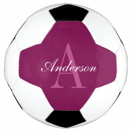 Eleganter Magenta Rot, Rosa und Weiß Name & Monogr Fußball