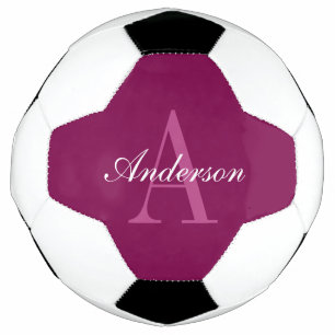 Eleganter Magenta Rot, Rosa und Weiß Name & Monogr Fußball