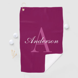 Eleganter Magenta Rot, Rosa und Weiß Name & Monogr Golfhandtuch