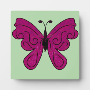 Eleganter Magenta Schmetterling   Wohndekor Muster Fotoplatte