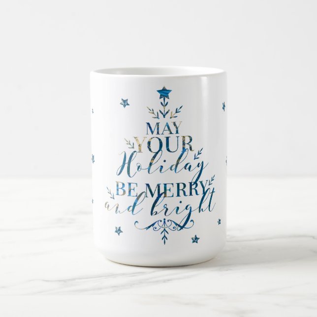 Eleganter magischer Weihnachtsbaum Typografisch Kaffeetasse (Mittel)