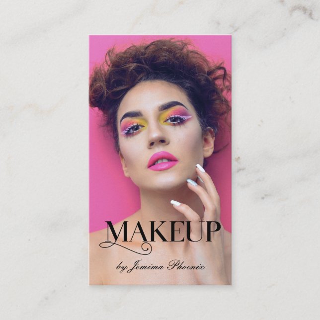 Eleganter Makeup Full Foto Makeup Artist Visitenkarte (Vorderseite)