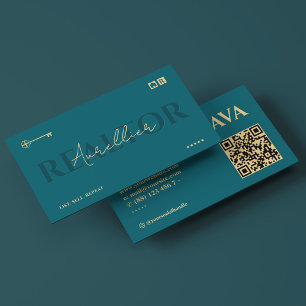Eleganter Makler-Hypotheken-Schlüssel Dunkles Teal Visitenkarte